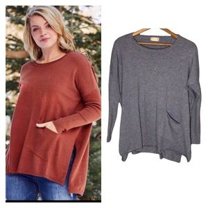 ALTAR’D STATE | Blue Cozy Comfort Pocket High/Low Sweater size Small/Medium